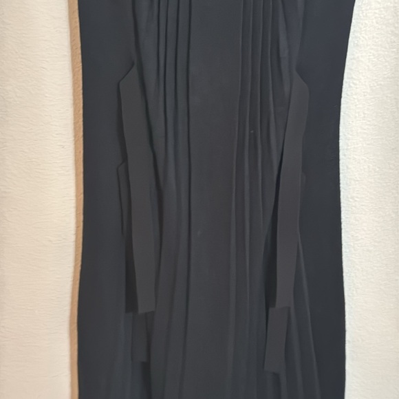 Giambattista Valli Black Midi Dress‎ Silk Linen Size XS Ruffled Sleeves Pleated - Picture 8 of 12